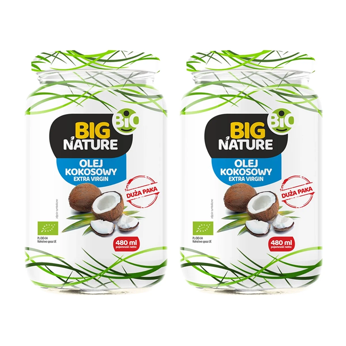 Zestaw 2x Big Nature Olej kokosowy extra virgin BIO 480 ml - Nabea.pl
