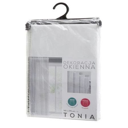 FIRANA GOTOWA TONIA NA TAŚMIE 140 X 300 CM BIAŁY