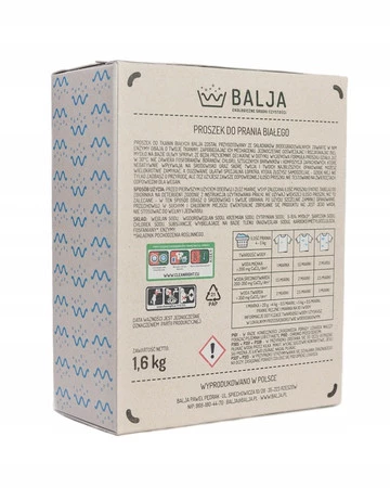 BALJA Ekologiczny Proszek do prania białego 1,6kg