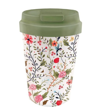 KUBEK PODRÓŻNY Z TWORZYWA PLA FLOWERS AND BIRDS 350 ml - CHIC-MIC