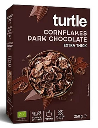 TURTLE PŁATKI KUKURYDZIANE W POLEWIE Z CIEMNEJ CZEKOLADY BEZGLUTENOWE BIO 250 g