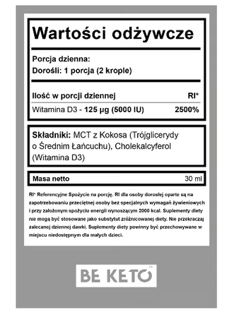 Be KETO Witamina D3 5000 IU + MCT