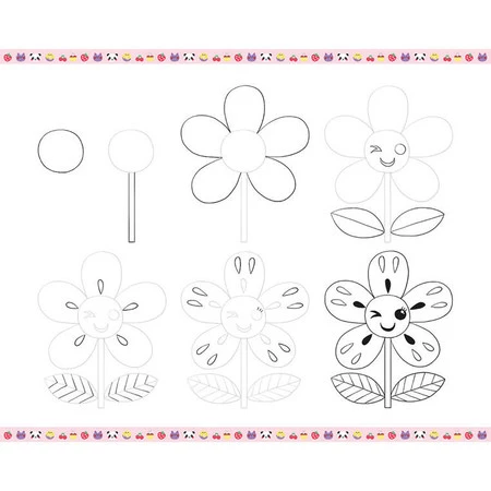 Janod Zestaw kreatywny Rysowanie krok po kroku Modele kawaii 20 rysunków 7+