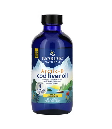 Nordic Naturals Arctic-D Cod Liver Oil Omega 3 kwasy tłuszczowe EPA i DHA + Witamina D - 237 ml