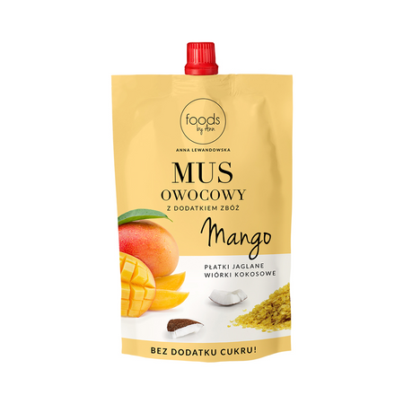 Mus owocowy Mango Płatki jaglane Wiórki kokosowe 100 g
