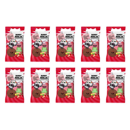 Zestaw 10x Bunny Ninja - Przekąska owocowa o smaku jabłko truskawka banan 15 g