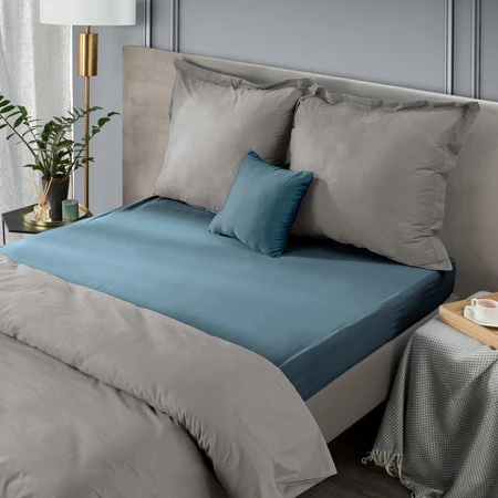 Prześcieradło z gumką, Jersey D91 220 x 200 x 30 cm, Niebieski