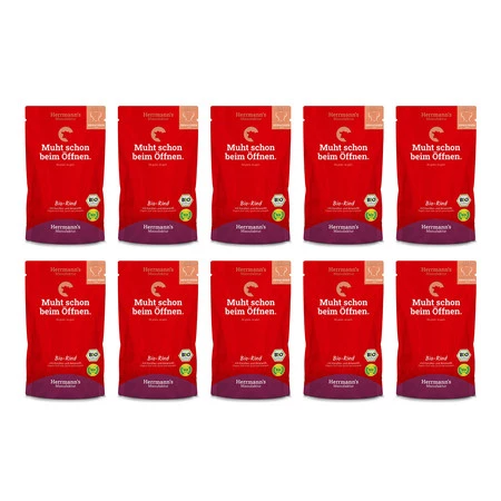 Zestaw 10x HERRMANN'S MANUFAKTUR Selection Dog Bio Rind - bio wołowina z marchwią (150g)