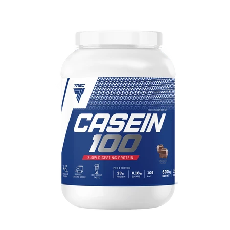 Trec CASEIN 100 Kazeina odżywka białkowa na noc 600g smak czekolada