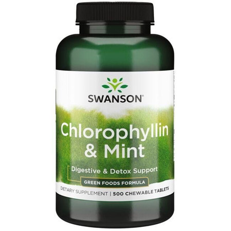 Swanson Chlorofil z mietą 500 T Do ssania
