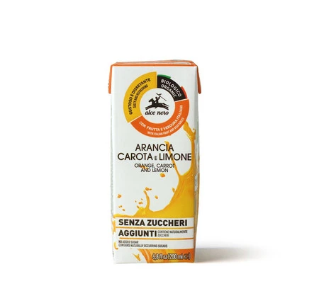 NAPÓJ JABŁKO - POMARAŃCZA - MARCHEW - CYTRYNA BEZ DODATKU CUKRÓW BIO 200 ml - ALCE NERO