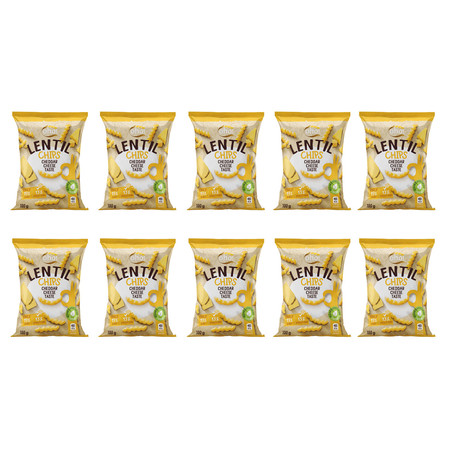 Zestaw 10x Chipsy z czerwonej soczewicy o smaku sera Cheddar 100 g