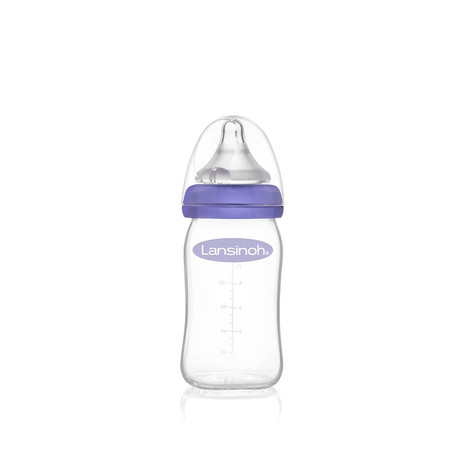 Lansinoh, mOmma, Szklana butelka ze smoczkiem o wolnym przepływie Natural Wave, 160 ml
