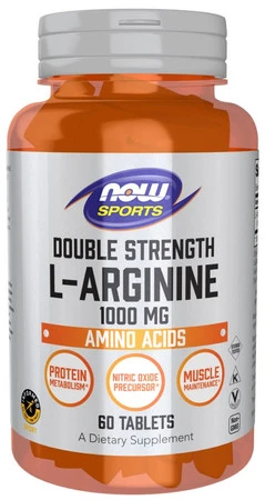 Now Foods L-Arginine 1000 mg Double Strength Aminokwasy 60 tabl.