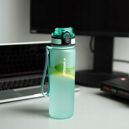 Wessper Butelka na wodę z tritanu motywacyjna z miarką ACTIVEMAX TRILINE z możliwością filtracji zielona 500 ml