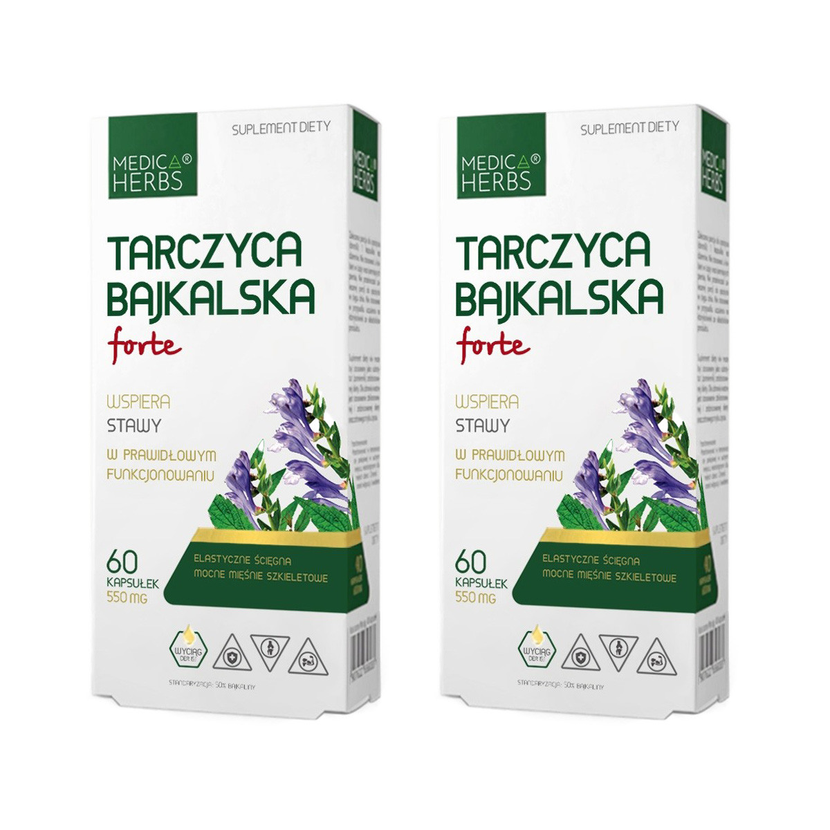 Zestaw 2x MEDICA HERBS Tarczyca Bajkalska forte 550mg, 60 kaps. - Nabea.pl
