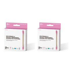 Zestaw: 2x Humble brush, Ekologiczne patyczki do uszu bambus i naturalna bawełna, PURPLE, różowe, 100szt