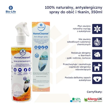 Bio-Life HomeCleanse, Antyalergiczny spray do obić i tkanin, 350 ml
