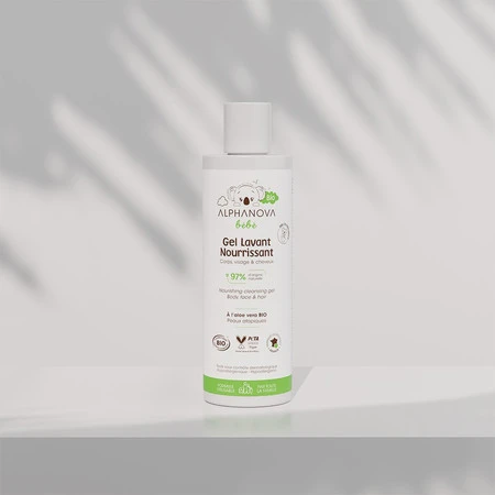 Alphanova Bebe Bio, Odżywczy żel myjący do ciała, twarzy i włosów dla niemowląt, 200ml
