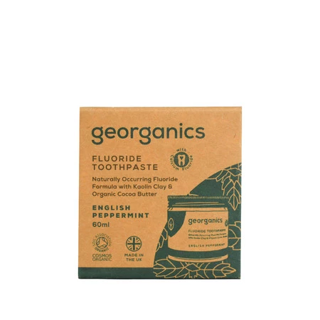 Georganics, Organiczna pasta do zębów z fluorem w słoiku, English Peppermint, 60ml