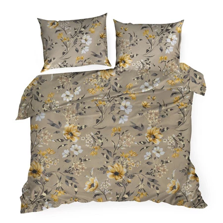 Komplet pościeli bawełnianej Emy, 220 x 200 cm, Ciemnobeżowy