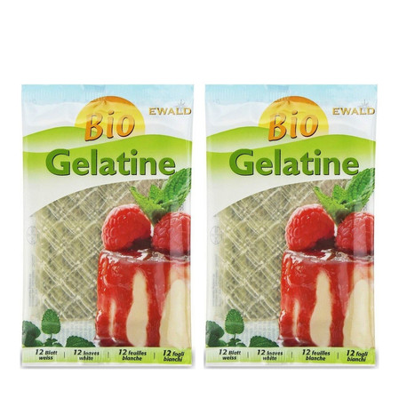 Zestaw: 2x ŻELATYNA W LISTKACH (12 LISTKÓW) BIO 20 g - EWALD