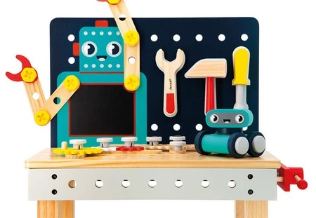 Janod Duży stolik warsztat drewniany magnetyczny Robot Brico ‘Kids 3+