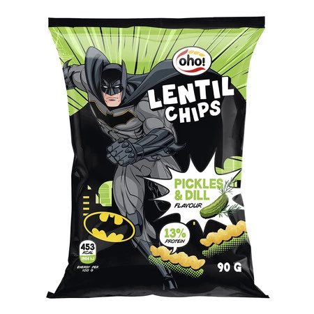 Oho! Chipsy z czerwonej soczewicy o smaku pikli i koperku 90 g