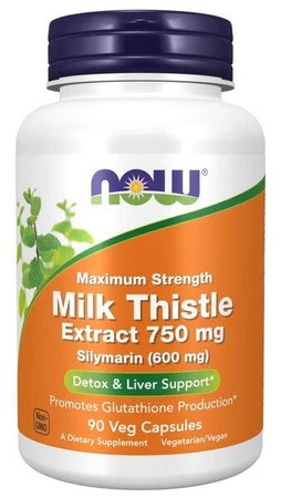 Now Foods Milk Thistle Extract 750 mg Maximum Strength Ostropest Plamisty Ekstrakt 90 kaps. vege