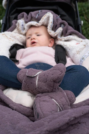 Lodger Polarowe buciki kapcie z antypoślizgową podeszwą wrzosowe Fleece Mauve 6-12 m