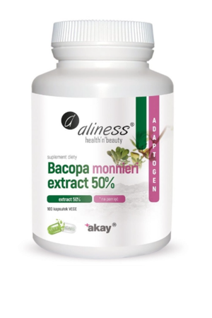 Aliness Bacopa Monnieri extract 50%, 500 mg x 100 Vege caps.