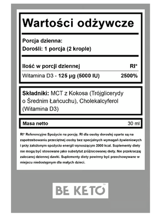 Be KETO Witamina D3 5000 IU + MCT