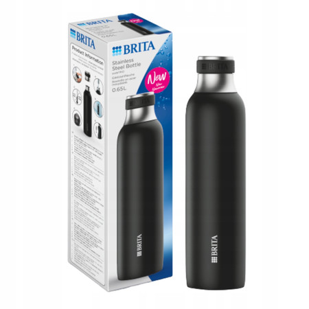 Brita Soda TRIO - butelka wymienna czarna 0,6 l ze stali nierdzewnej