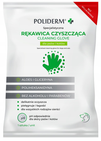 JM SANTE POLIDERM Rękawica czyszcząca dla psów i kotów 1szt.
