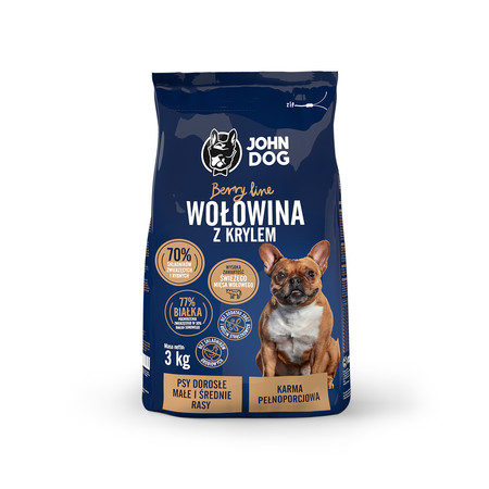John Dog Berry Wołowina Z Krylem - karma sucha dla psa - rasy małe i średnie - 3kg