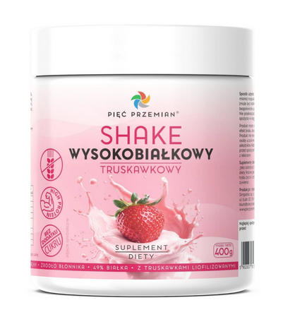 PIĘĆ PRZEMIAN Shake wysokobiałkowy z grochu 400g sms truskawka