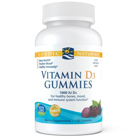 Nordic Naturals Vitamin D3 Gummies 1000 IU witamina D3120 żelek smak owoce leśne