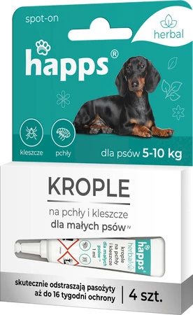 HAPPS Herbal - krople na pchły i kleszcze dla małych psów 5 - 10kg