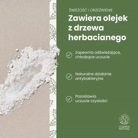 Georganics, Mineralny proszek do mycia zębów, z naturalnym składem, do codziennej pielęgnacji, smak drzewa herbacianego, 60 ml
