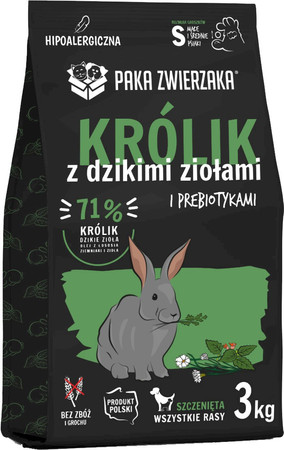Paka Zwierzaka Królik z dzikimi ziołami PUPPY ''S''- karma sucha dla psa - 3kg