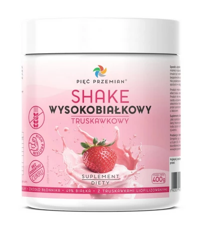 PIĘĆ PRZEMIAN Shake wysokobiałkowy z grochu 400g sms truskawka