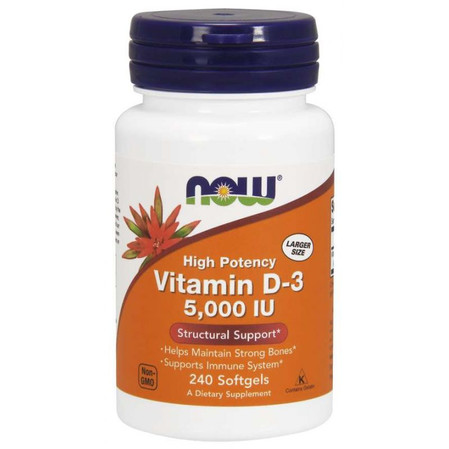 Now Foods Witamina D3 5000 IU 125 mcg - 240 kaps.