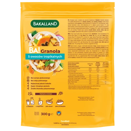Bakalland BA! Granola 5 owoców tropikalnych 300g pełnoziarnista