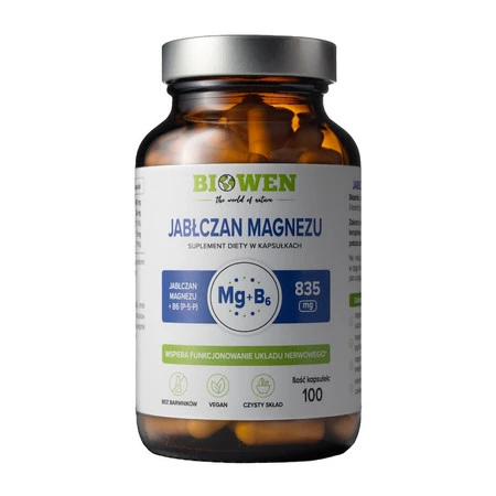 JABŁCZAN MAGNEZU + WITAMINA B6 100 KAPSUŁEK - HEMPKING (BIOWEN)