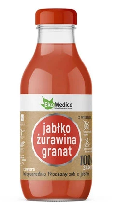 EkaMedica - Sok 100% jabłko - żurawina - granat - 300 ml