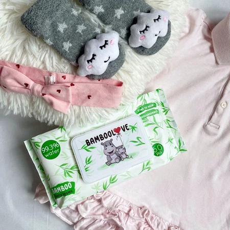 Bamboolove, Bambusowe chusteczki nawilżane dla dzieci, 60 szt.