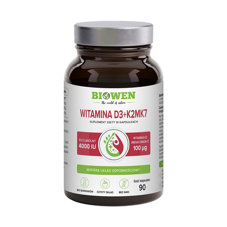Biowen Witamina D3 4000 + K2 100 MK7 synergiczne wsparcie kości, odporności i układu krążenia 90 kaps.