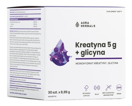 Aura Herbals Kreatyna 5 g, monohydrat + glicyna, saszetki 30 szt.
