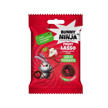 Bunny Ninja Fruit Lasso Przekąska Owocowa W Kształcie Sznurków smak Jabłko Truskawka 20g