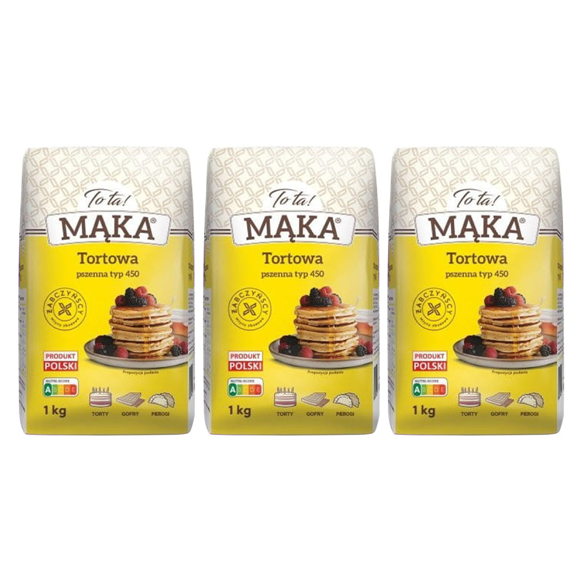 Zestaw 3x ToTa! Mąka pszenna tortowa typ 450 - 1 kg - Nabea.pl